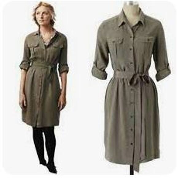 Anthropologie Dresses & Skirts - Anthropologie: Odile silk green button‎ front dress (S)